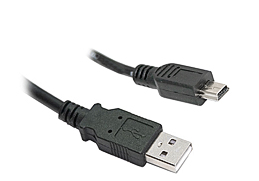 1M USB A to Mini B 5 Pin Cable (Black)