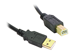 2M USB 2.0 A to B Cable (Black / Gold Connectors)