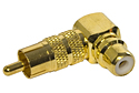 RCA Phono Male to Female Right Angle Adaptor - Gold
