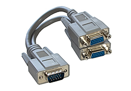 2 Way SVGA Monitor Y Splitter Cable - Fully Wired