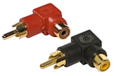 RCA Phono Male to Female Right Angle Adaptors - Black / Red
