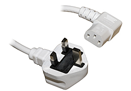 2M IEC Mains Power Cable - Right Angled (White)
