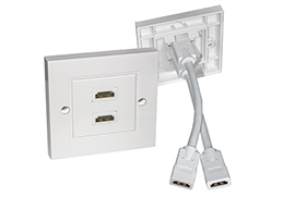 HDMI Dual Outlet Faceplate Wall Socket - INTEGRATED STUB CABLE