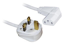 3M IEC Mains Power Cable - Right Angled / White
